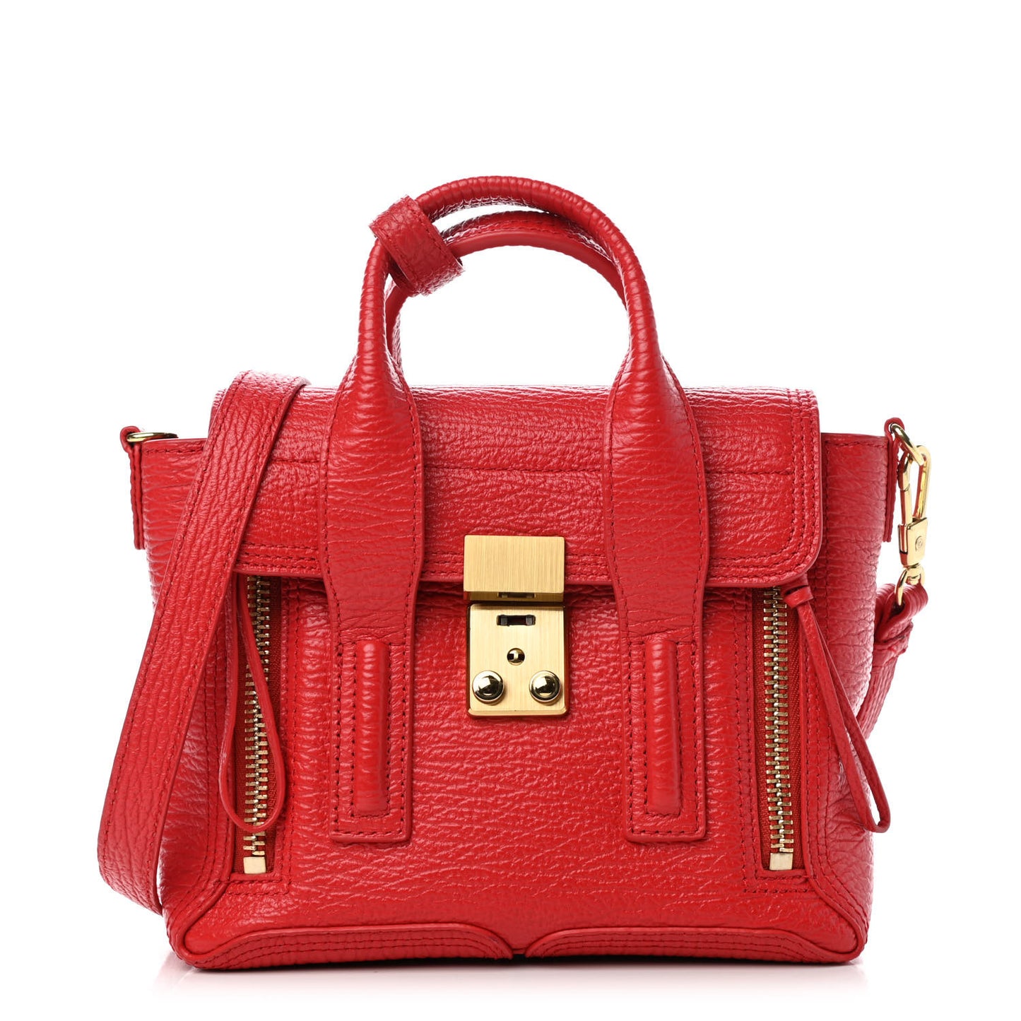 Textured Calfskin Mini Pashli Satchel Red