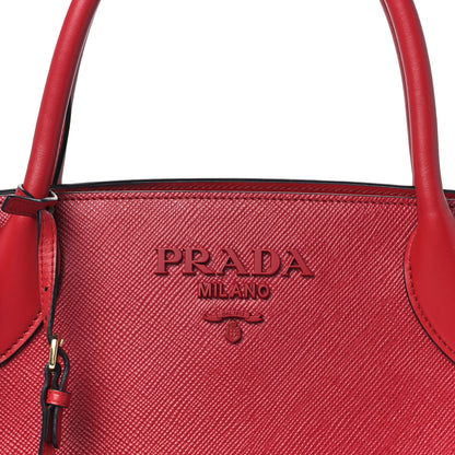 Prada Saffiano Cuir Calfskin Medium Monochrome Top Handle Tote Fuoco 7 of 11