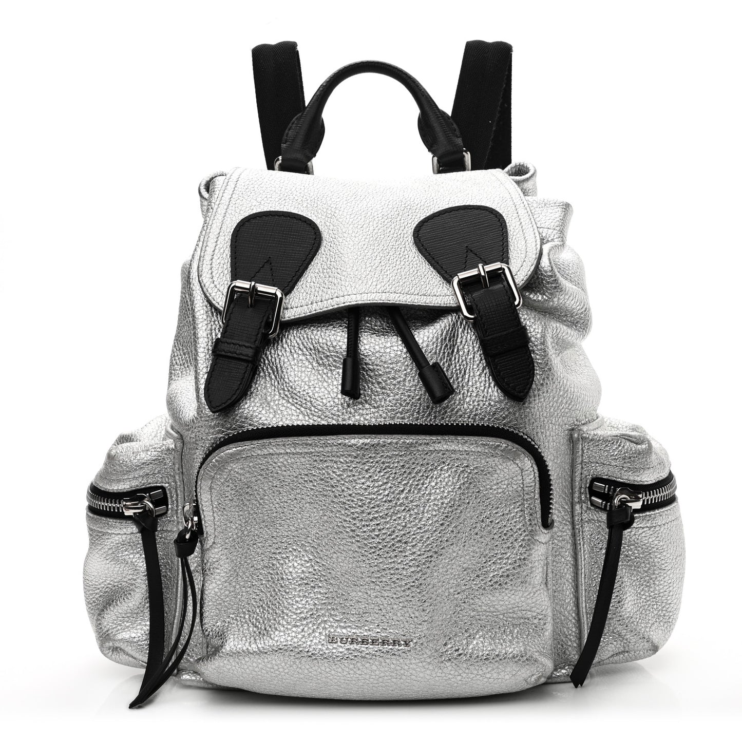 Metallic Deerskin Medium Rucksack Backpack Silver