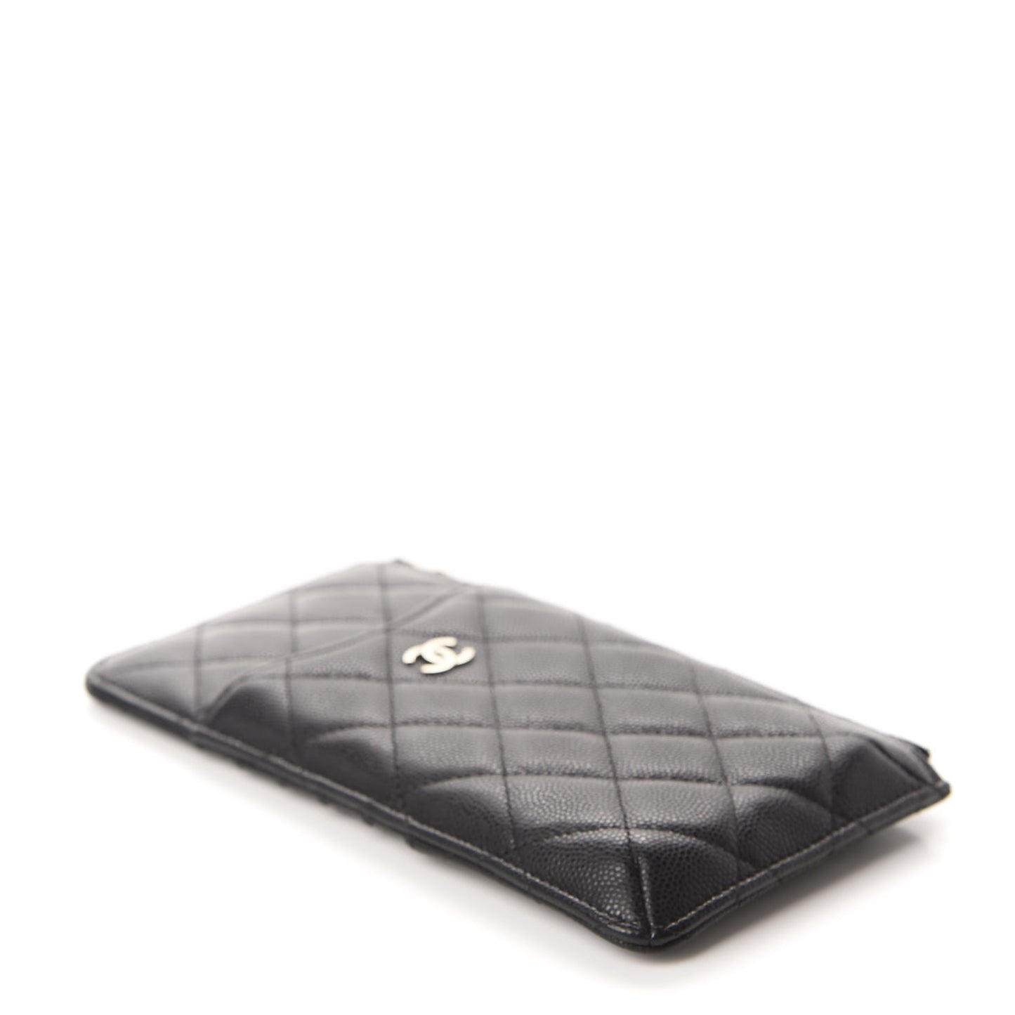 Caviar Quilted Classic Flat Wallet Pouch Black