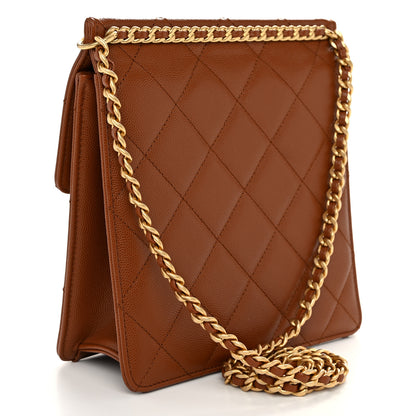 Chanel Caviar Quilted Small Chain Frame Flap Light Brown 3 of 11