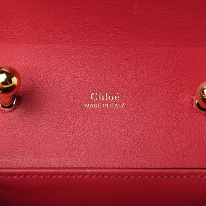 Chloe Calfskin Crocodile Embossed Small Aby Lock Crimson Pink 8 of 9