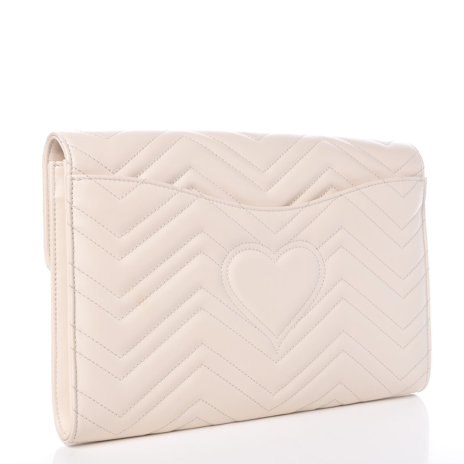 Gucci Calfskin Matelasse GG Marmont Clutch Mystic White 3 of 7