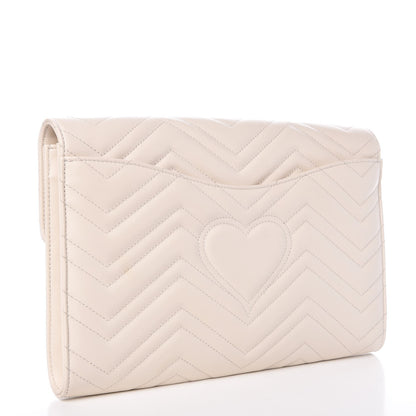 Gucci Calfskin Matelasse GG Marmont Clutch Mystic White 3 of 7