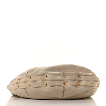 Gucci Guccissima Large Biba Studded Hobo Off White 3 of 9