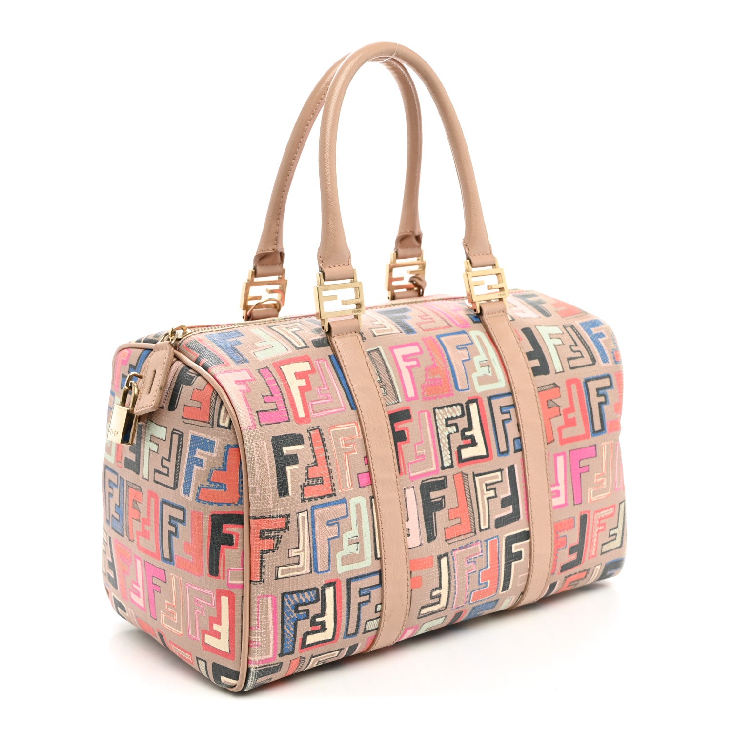 Fendi Zucca Spalmati Vitello FF Multicolor Forever Boston Multicolor Beige 3 of 11