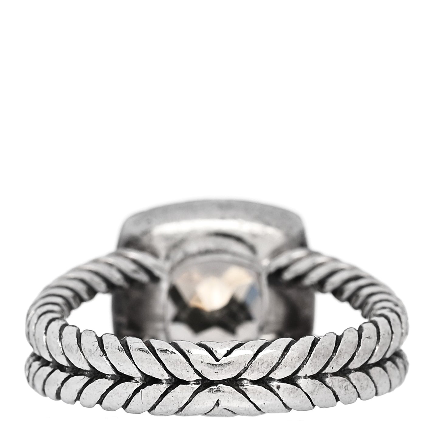 Sterling Silver Diamond Smoky Quartz 7mm Petite Albion Ring 52 6