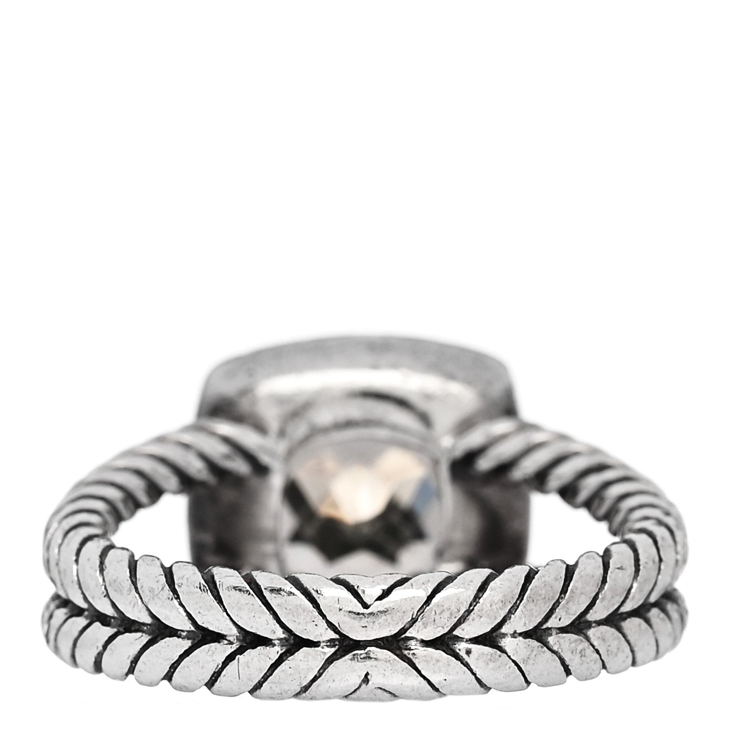 David Yurman Sterling Silver Diamond Smoky Quartz 7mm Petite Albion Ring 52 6 4 of 5