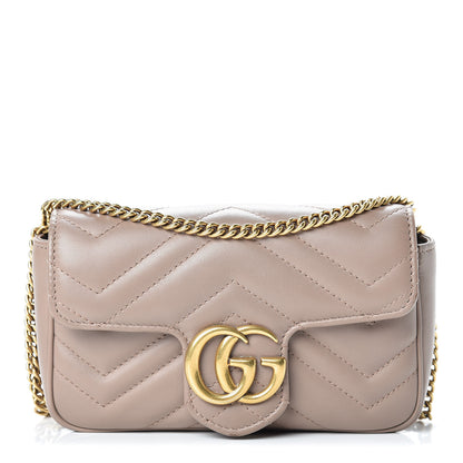 Gucci Calfskin Matelasse Super Mini GG Marmont Shoulder Bag Porcelain Rose 1 of 17