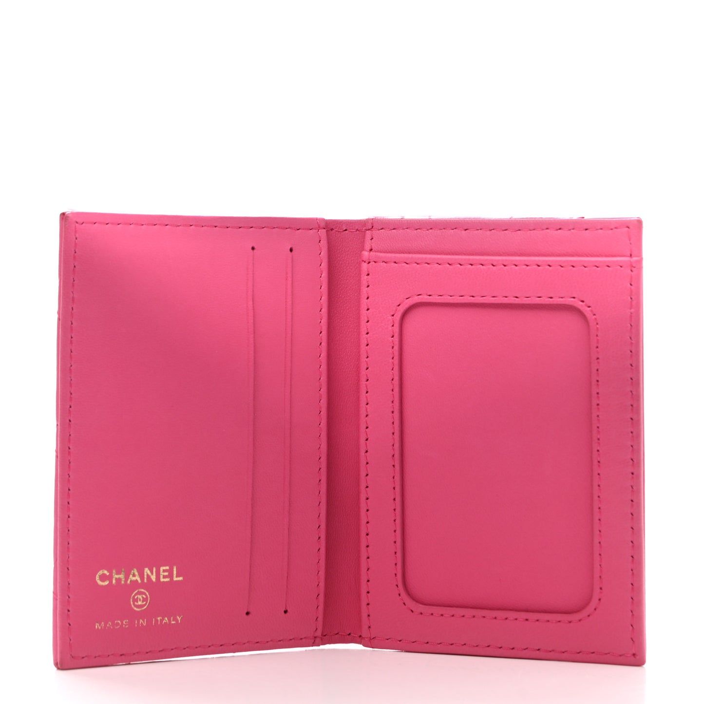 Lambskin Quilted Card Holder Wallet Fuchsia