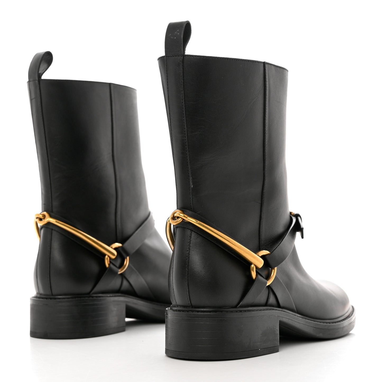 Calfskin Tess Horsebit Ankle Boots 37 Black