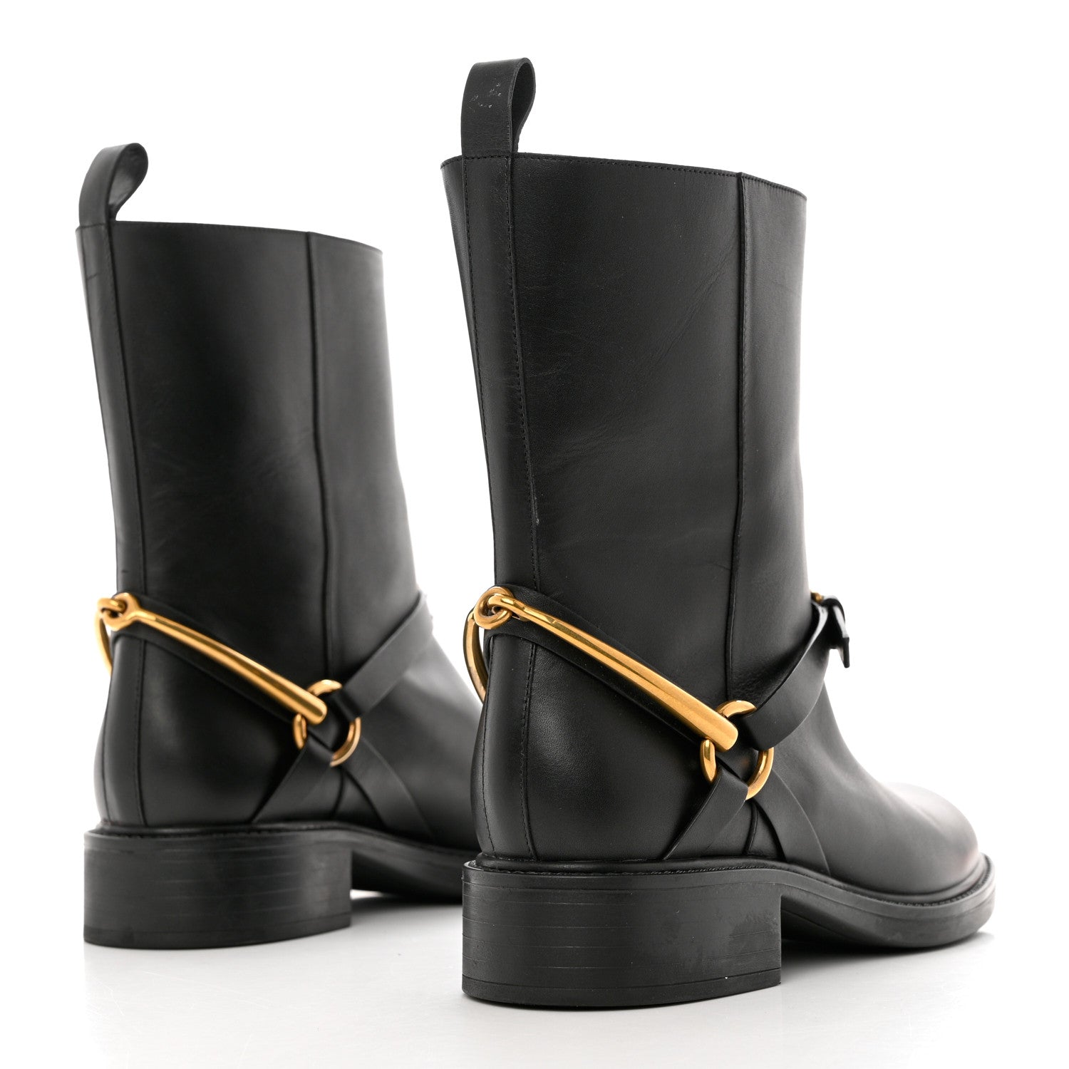 Gucci Calfskin Tess Horsebit Ankle Boots 37 Black 4 of 9