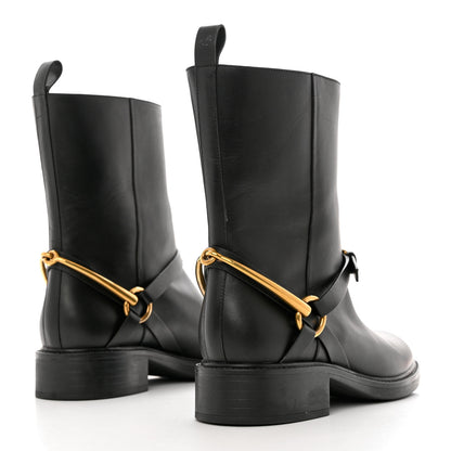 Gucci Calfskin Tess Horsebit Ankle Boots 37 Black 4 of 9