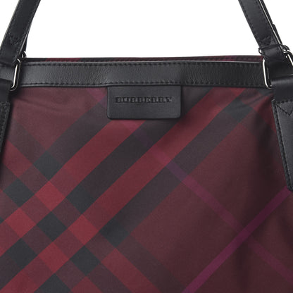 Burberry Nylon Check Small Buckleigh Packable Tote Bright Burgundy 9 of 9