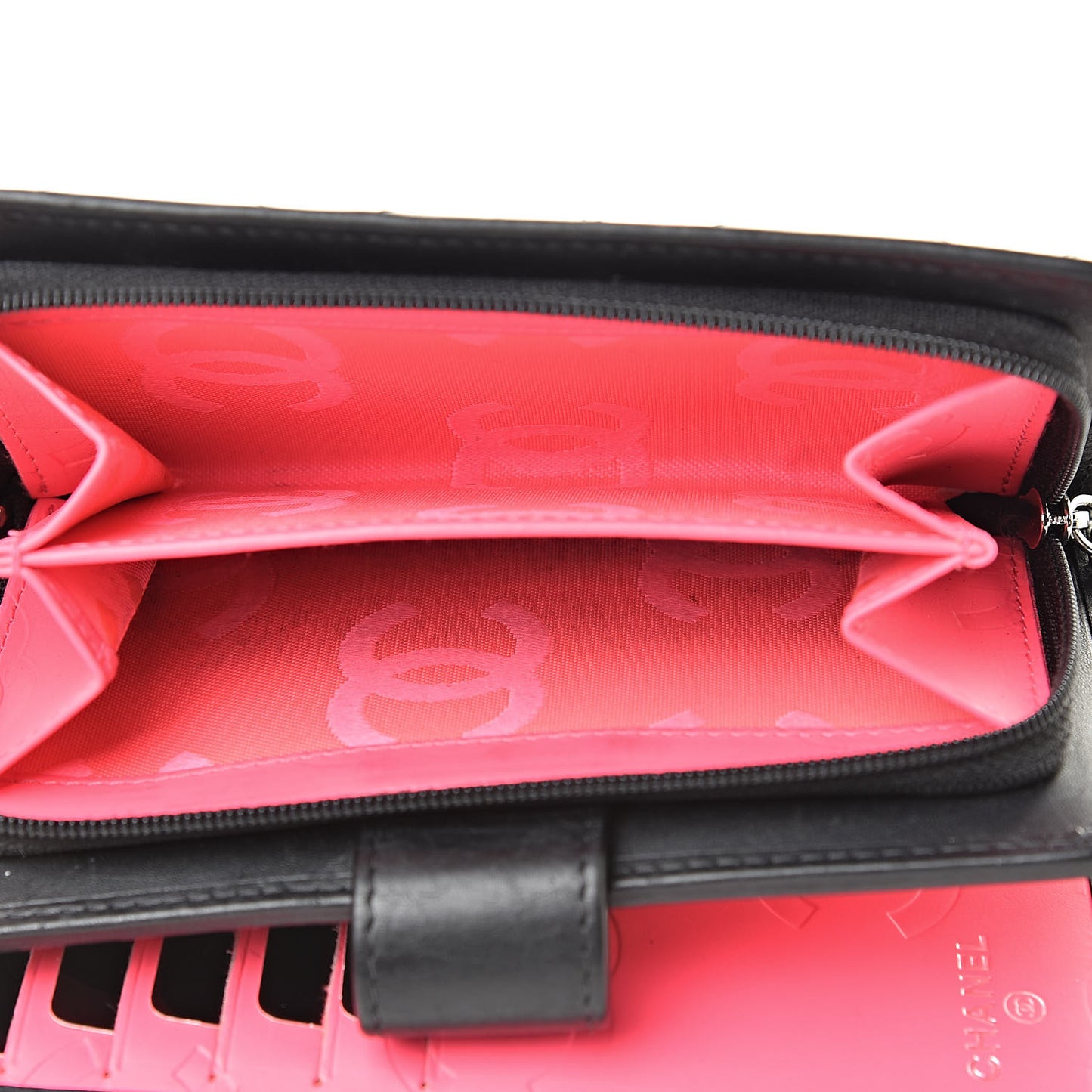 Calfskin Cambon Zipped Pocket Wallet Black
