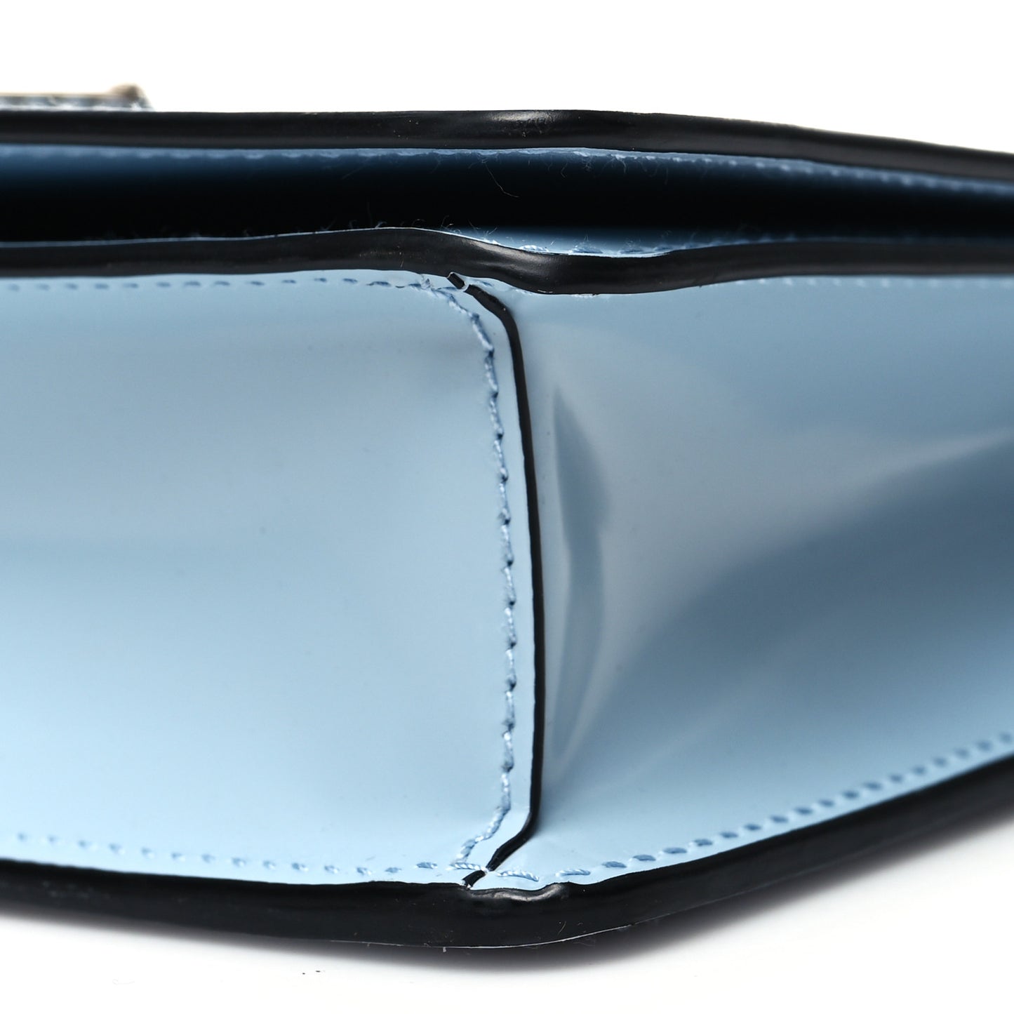 Spazzolato Flap Slide Chain Shoulder Bag Celeste