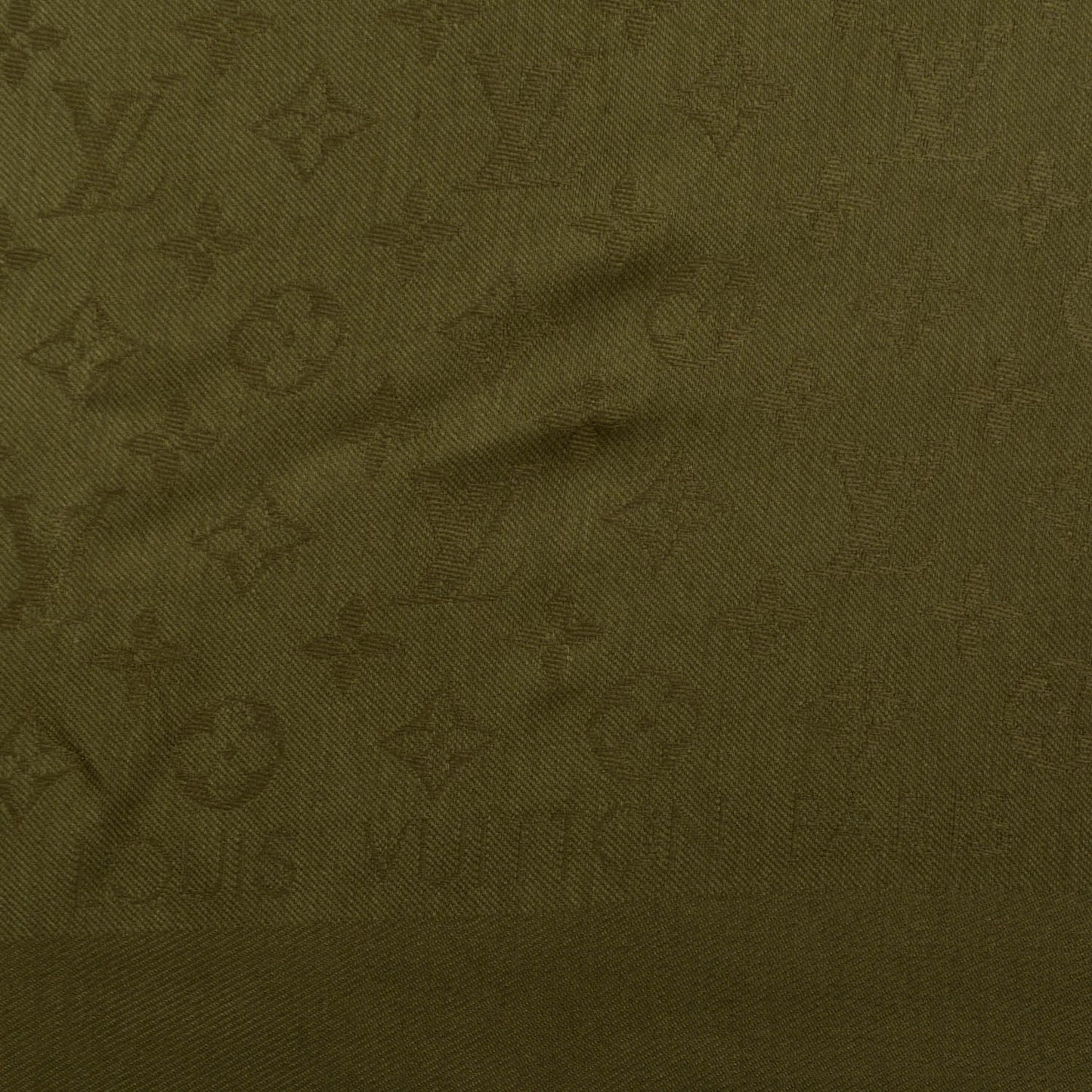 Silk Wool Monogram Shawl Kaki