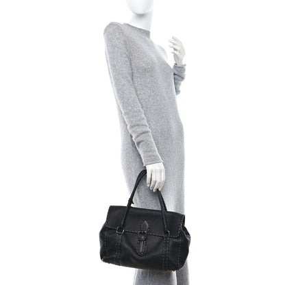 Fendi Cuoio Romano Selleria Medium Linda Satchel Black 3 of 8