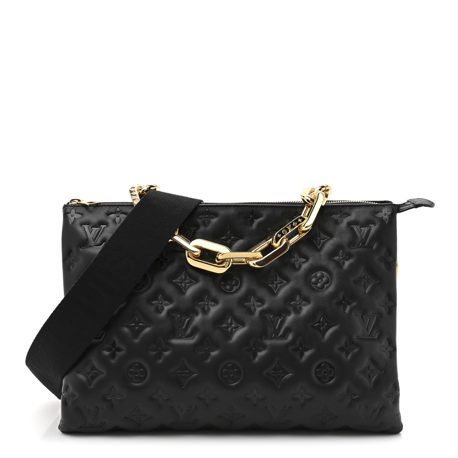Louis Vuitton Lambskin Embossed Monogram Coussin MM Black 1 of 11