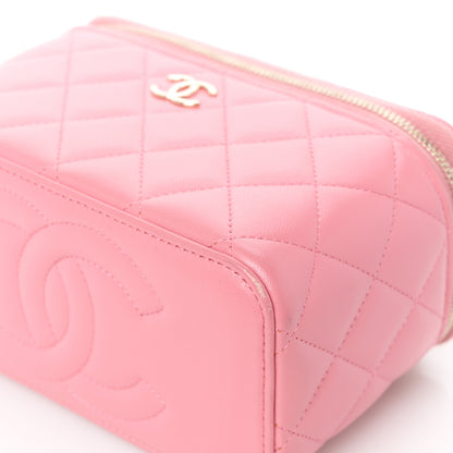 Chanel Lambskin Quilted Small Top Handle Vanity Case With Chain Dark Pink 11 of 14
