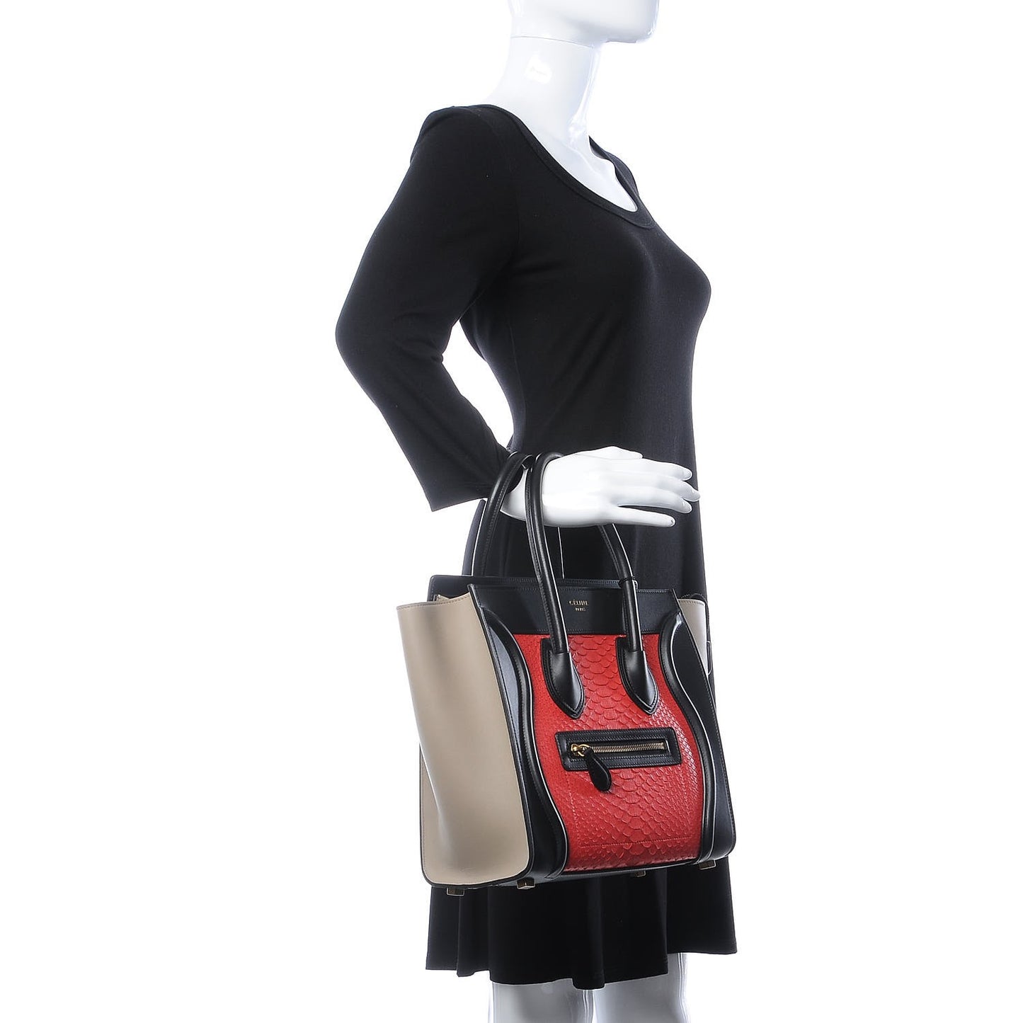 Python Calfskin Micro Luggage Bright Red