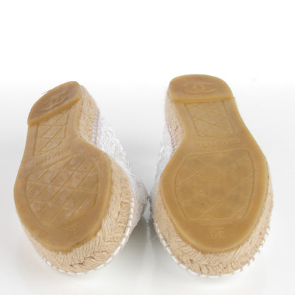 Chanel Patent Sequin CC Espadrilles 38 White 5 of 9