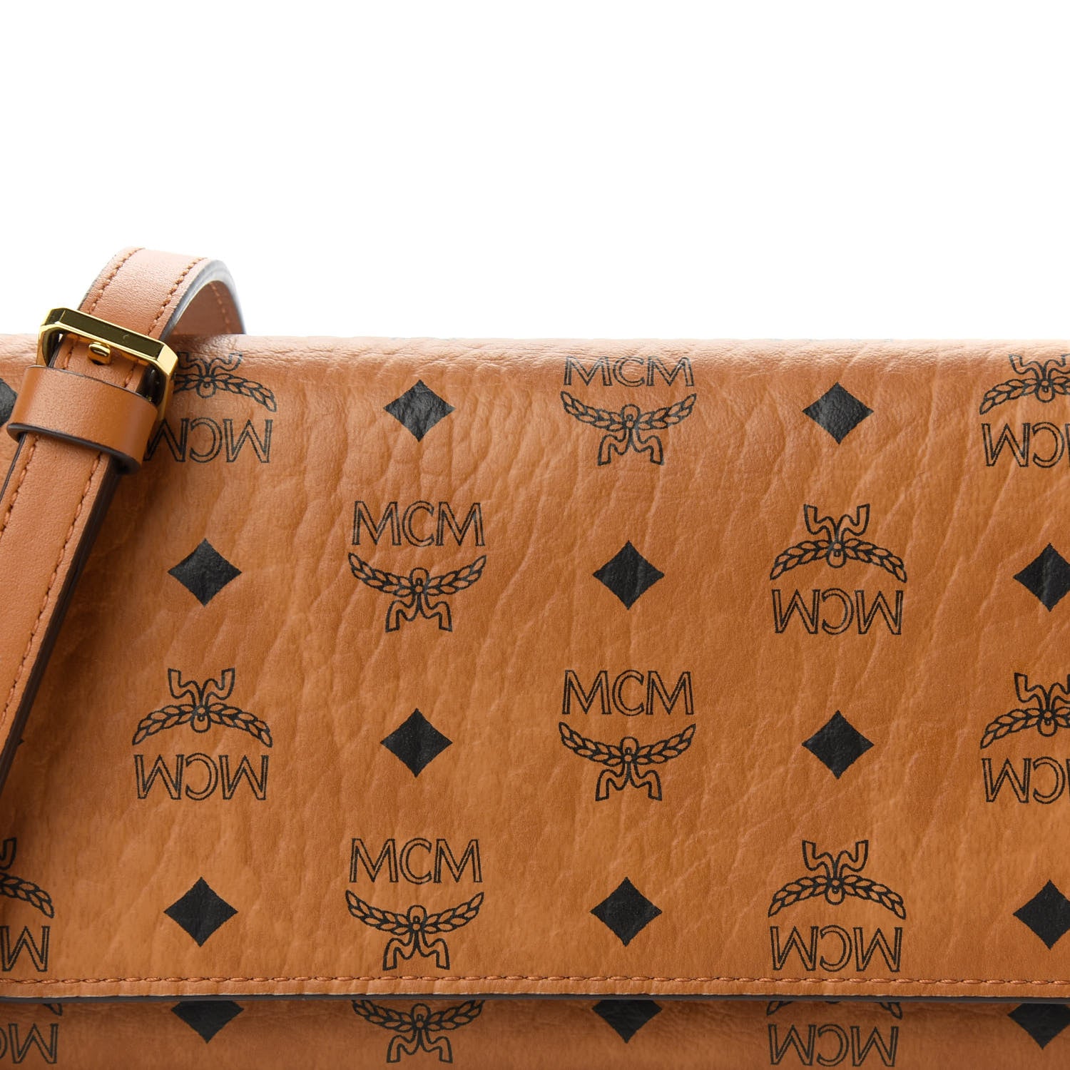 MCM Visetos Chain Wallet Crossbody Cognac 9 of 10