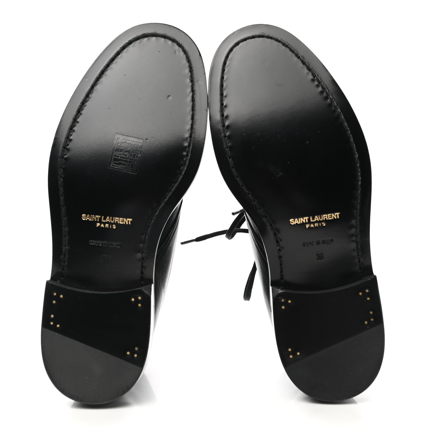 Saint Laurent Calfskin Army 25 Lace Up Booties 38 Black 5 of 9