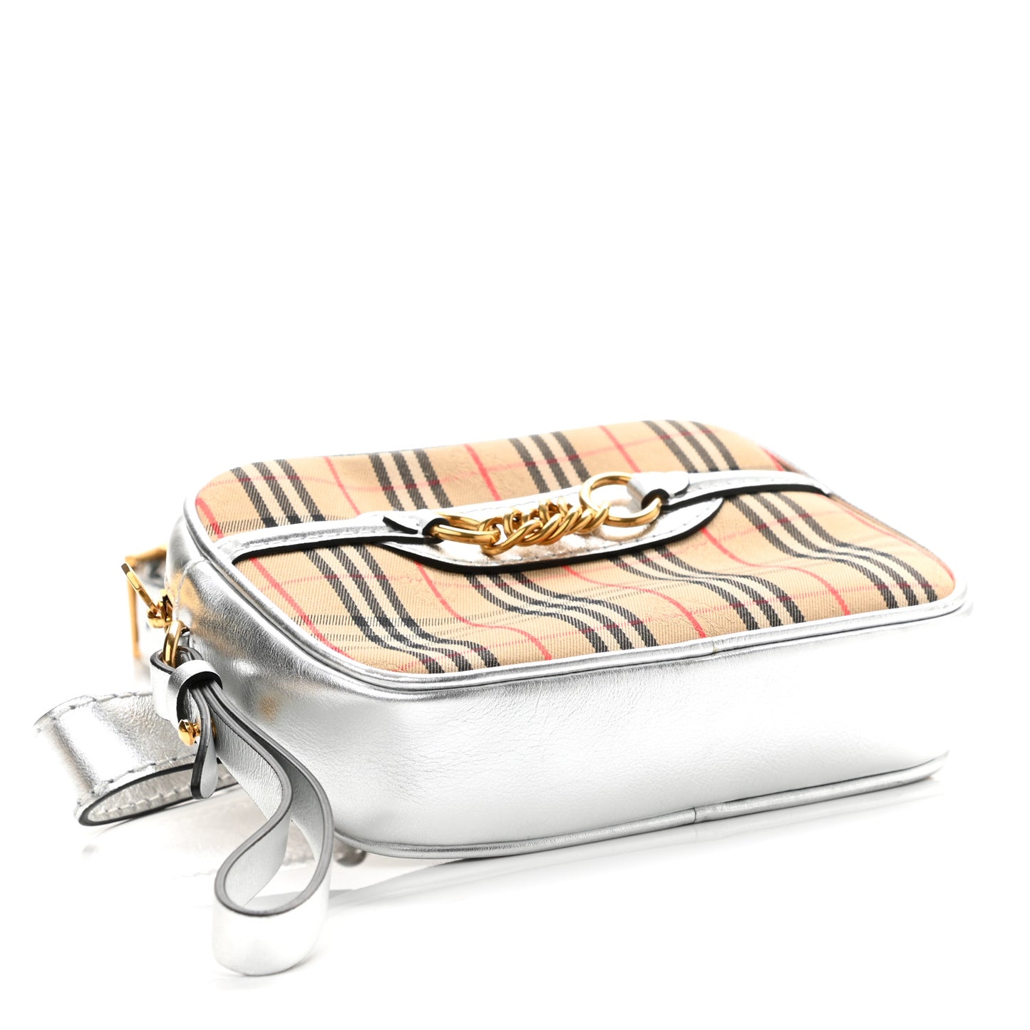 Metallic Smooth Calfskin 1983 Knight Check Link Bum Bag Silver