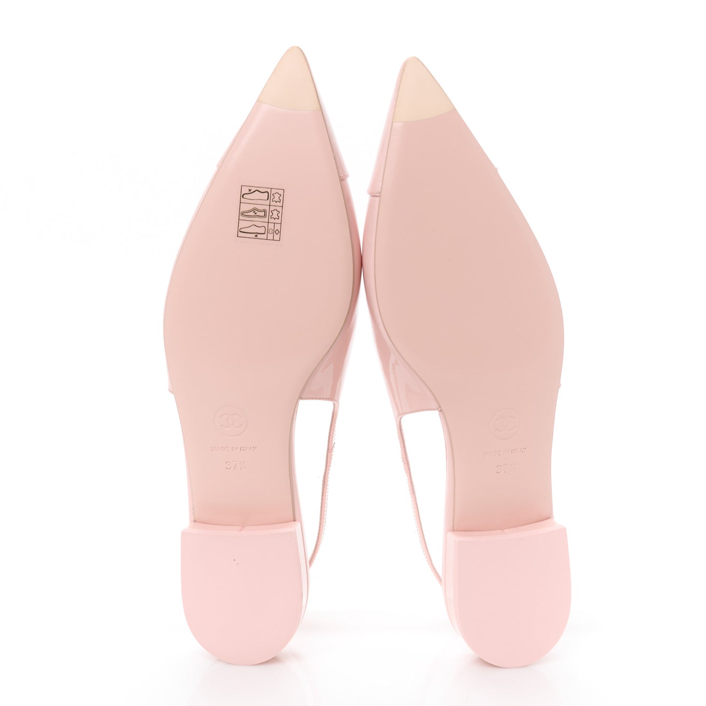 Patent Calfskin Cap Toe Slingback Flats 37.5 Light Pink