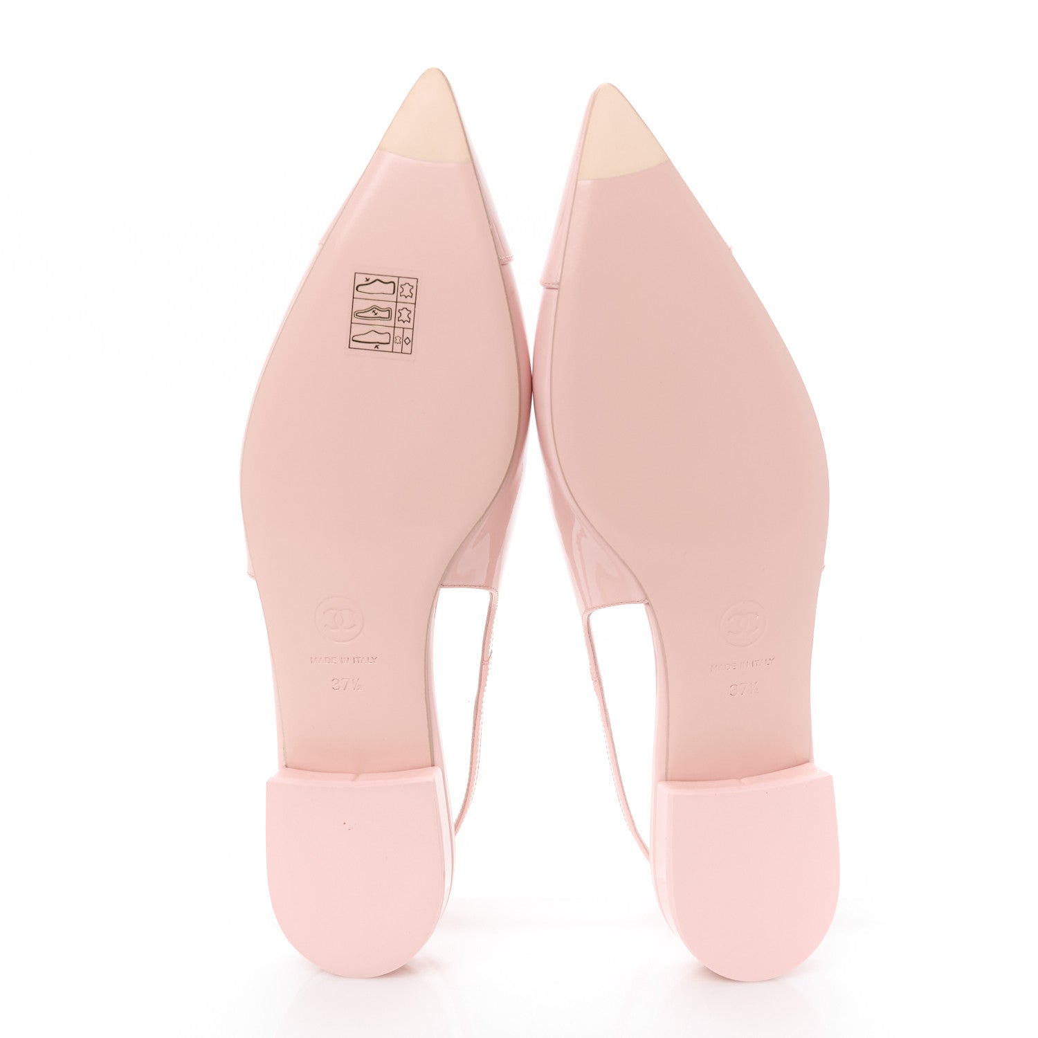 Chanel Patent Calfskin Cap Toe Slingback Flats 37.5 Light Pink 6 of 10