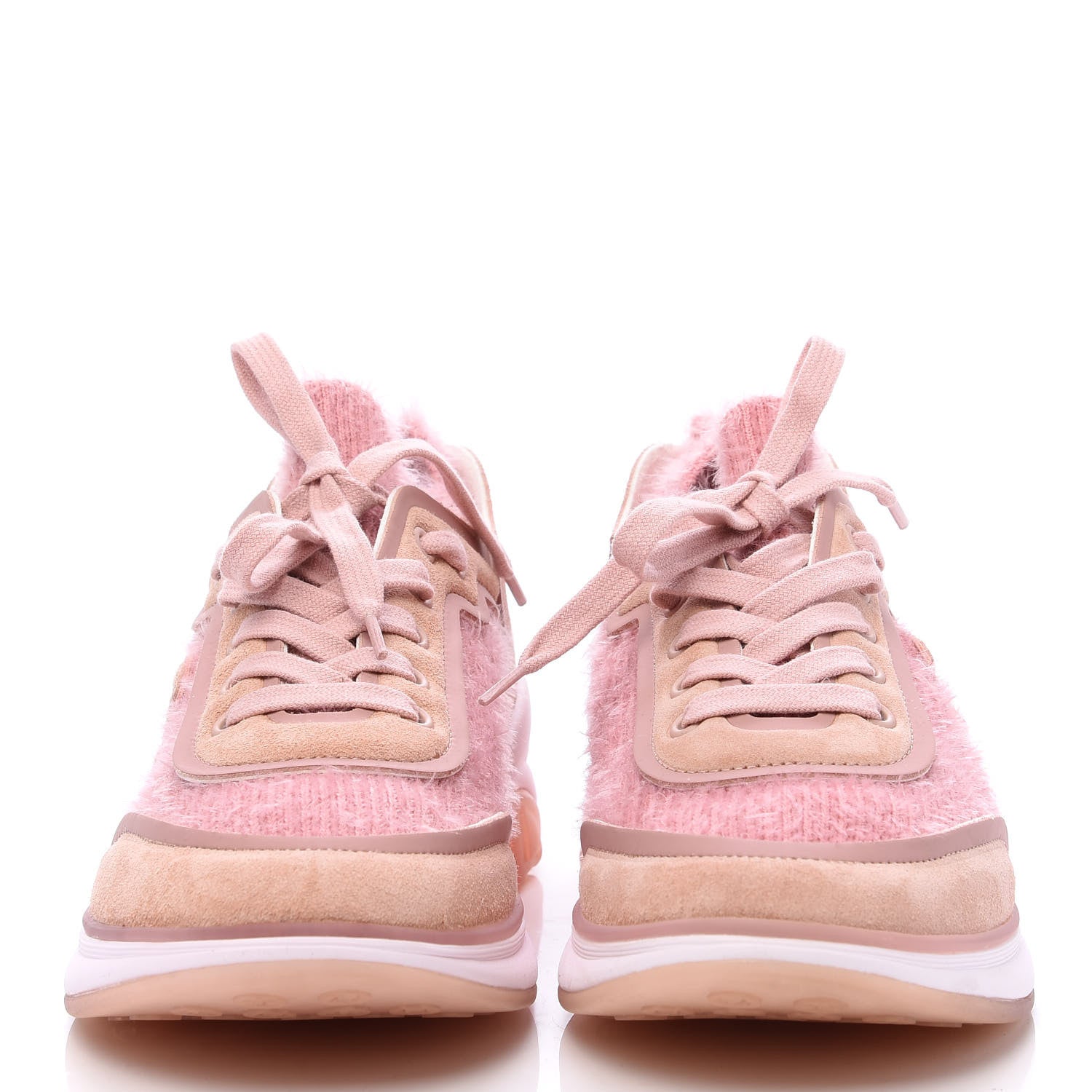 Chanel Suede Calfskin Stretch Fabric CC Sneakers 37.5 Pink 2 of 7