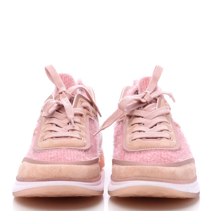 Chanel Suede Calfskin Stretch Fabric CC Sneakers 37.5 Pink 2 of 7