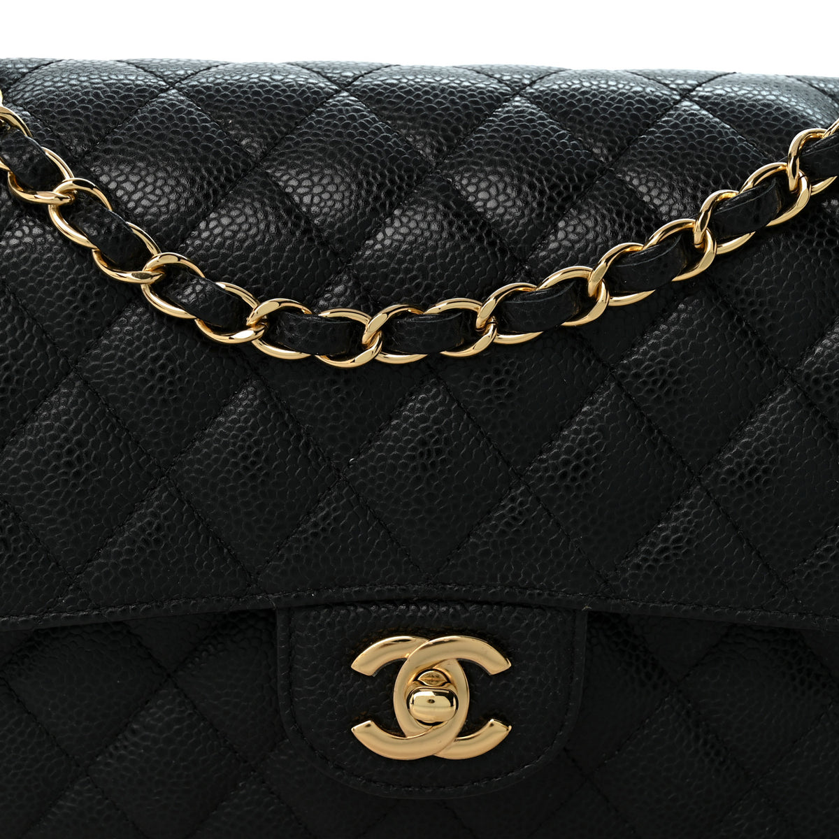 Caviar Quilted Medium Double Flap Black