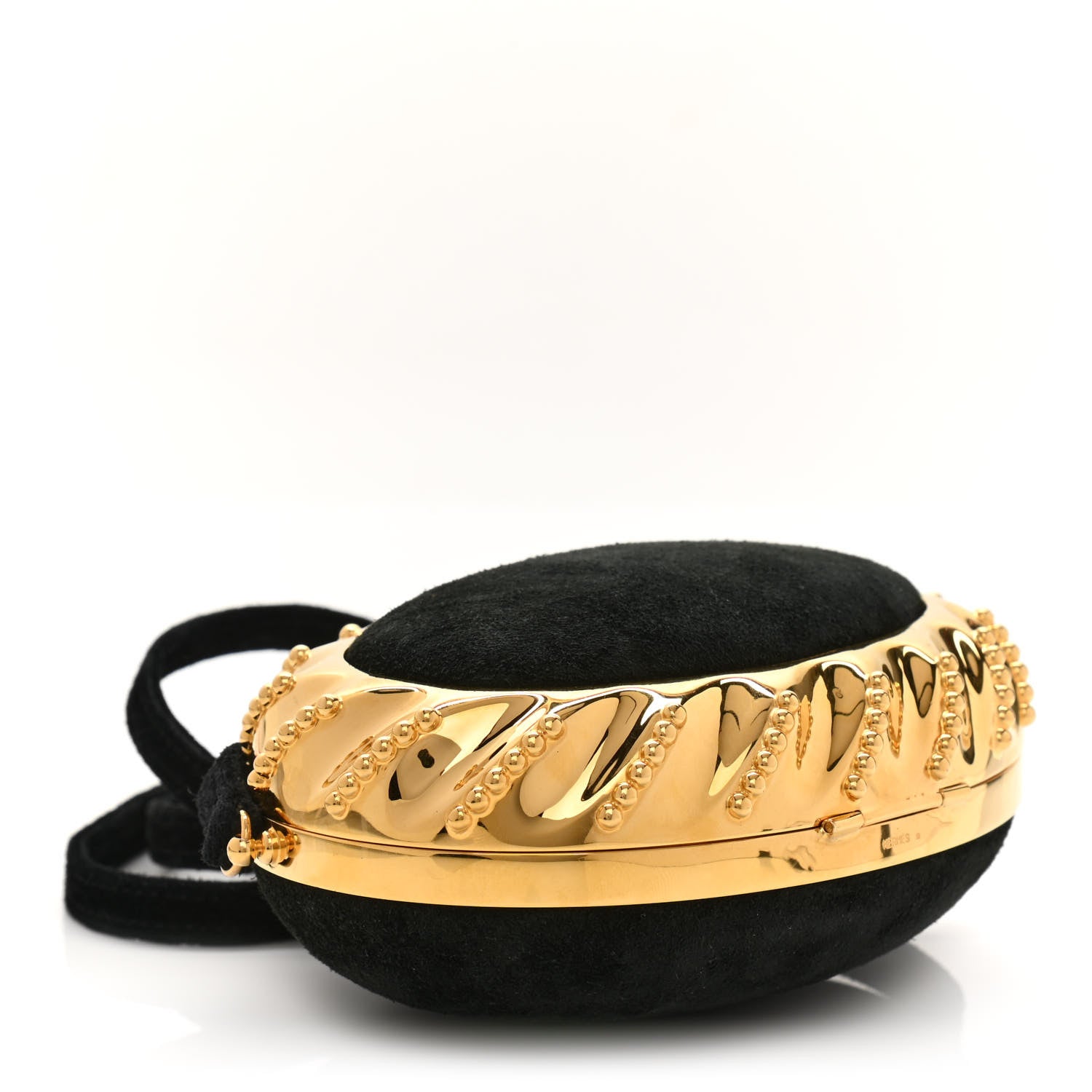 Hermes Veau Doblis Brass Minaudiere Clutch Black 4 of 13