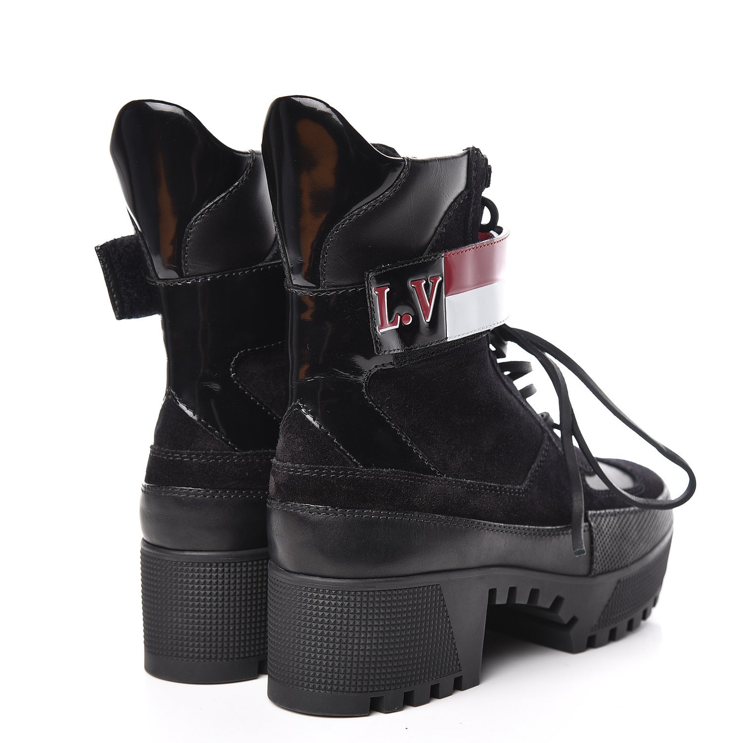 Suede Calfskin Laureate Platform Desert Boots 37.5 Black