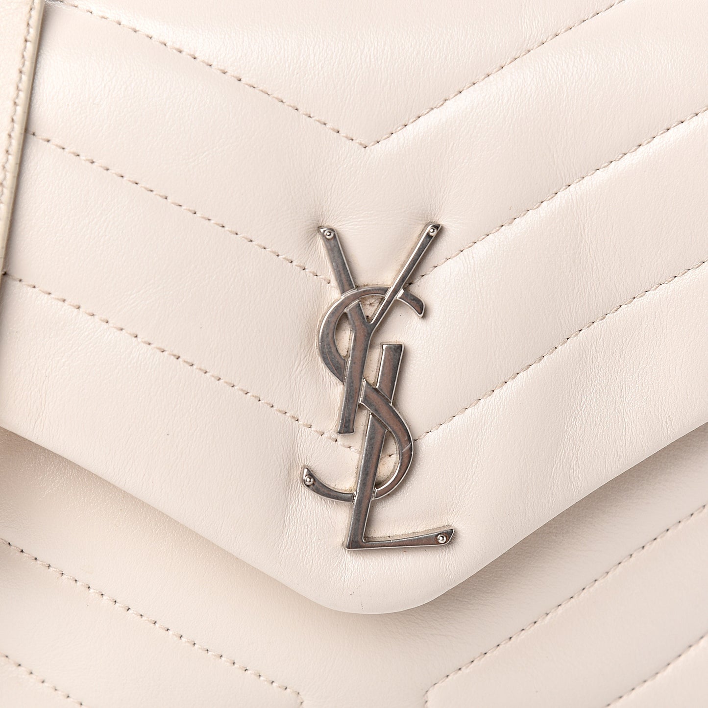 Calfskin Y Quilted Monogram Small Loulou Chain Satchel Ivory
