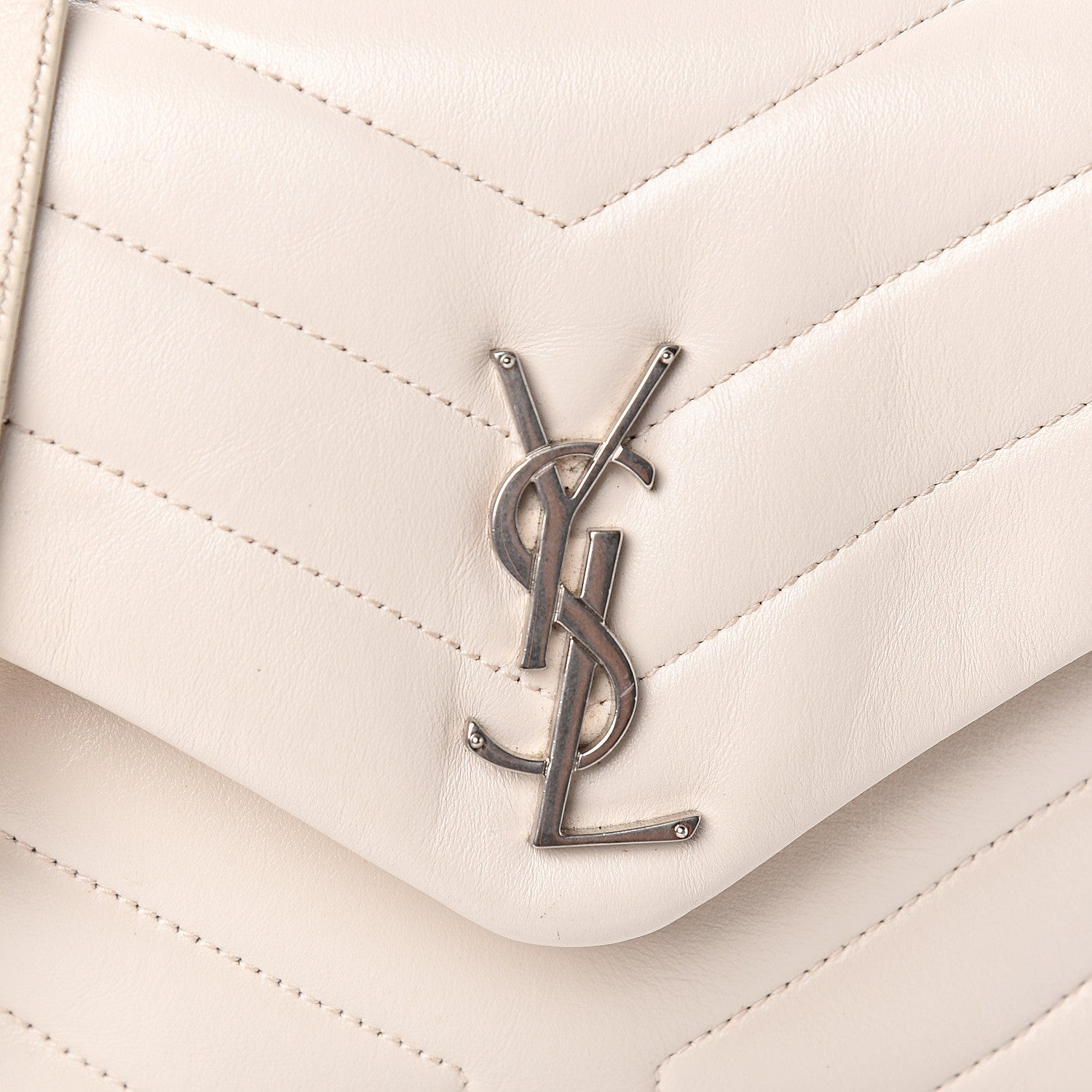 Saint Laurent Calfskin Y Quilted Monogram Small Loulou Chain Satchel Ivory 9 of 9
