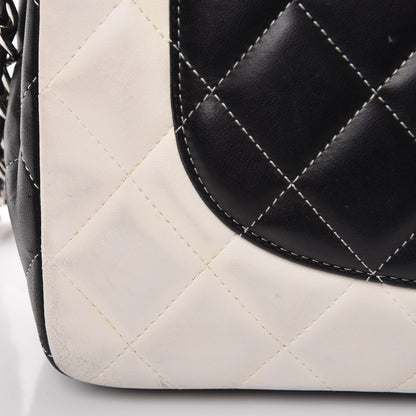 Chanel Lambskin Quilted Colorblock Jumbo Double Flap Black White Beige 18 of 19