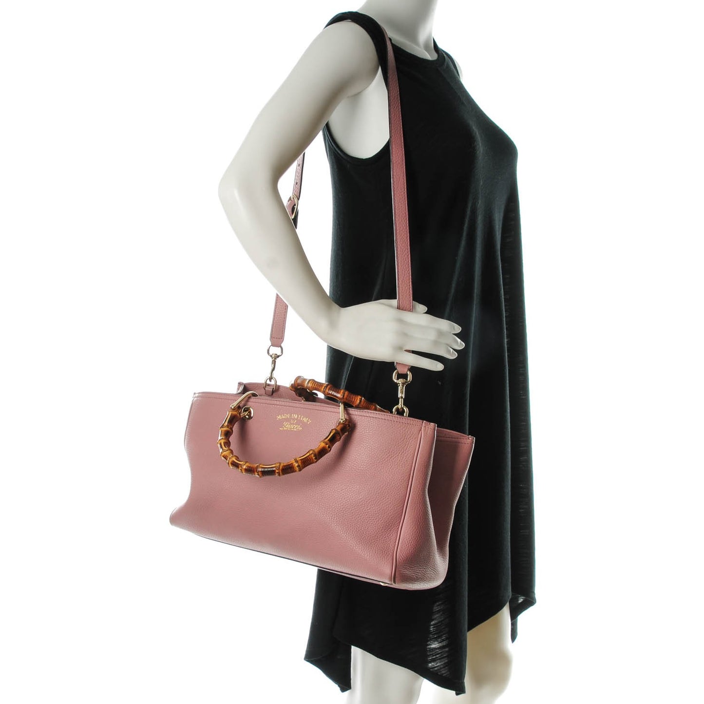 Pebbled Calfskin Medium Bamboo Shopper Tote Dark Cipria
