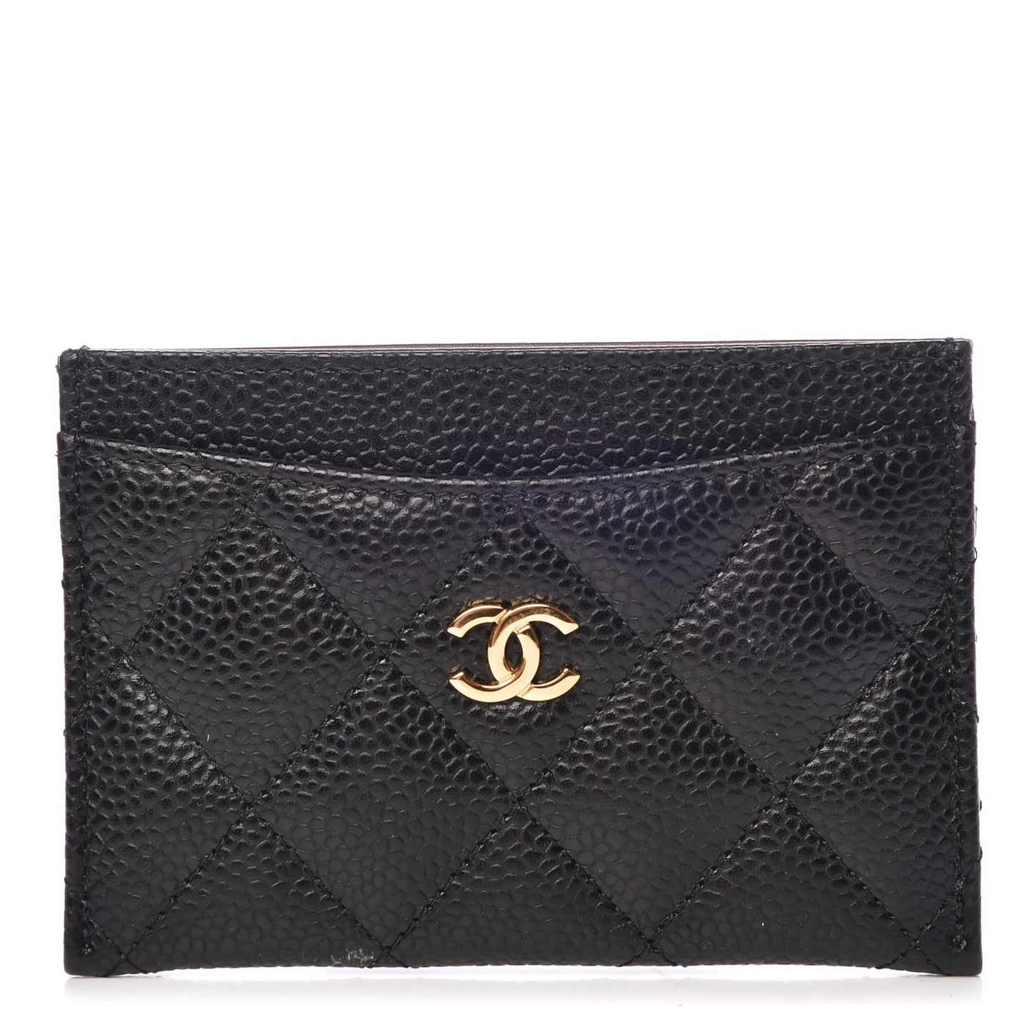 Caviar Quilted Card Holder Black