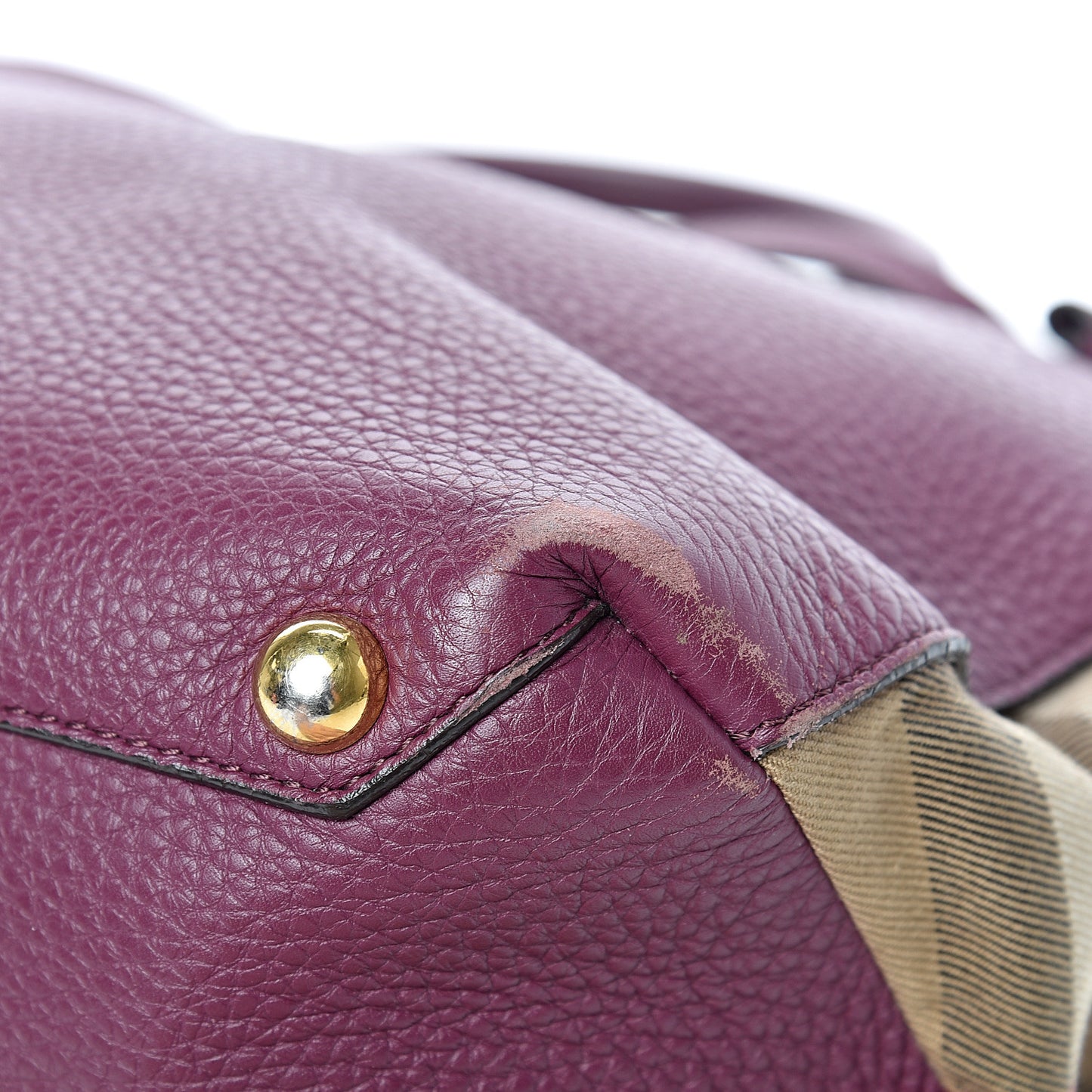 Derby Calfskin House Check Medium Banner Tote Dark Plum