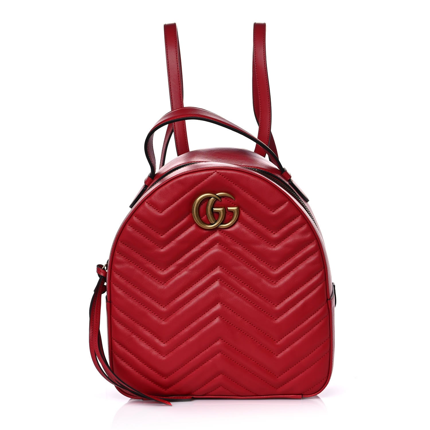 Gucci Calfskin Matelasse GG Marmont Dome Backpack Hibiscus Red 1 of 13