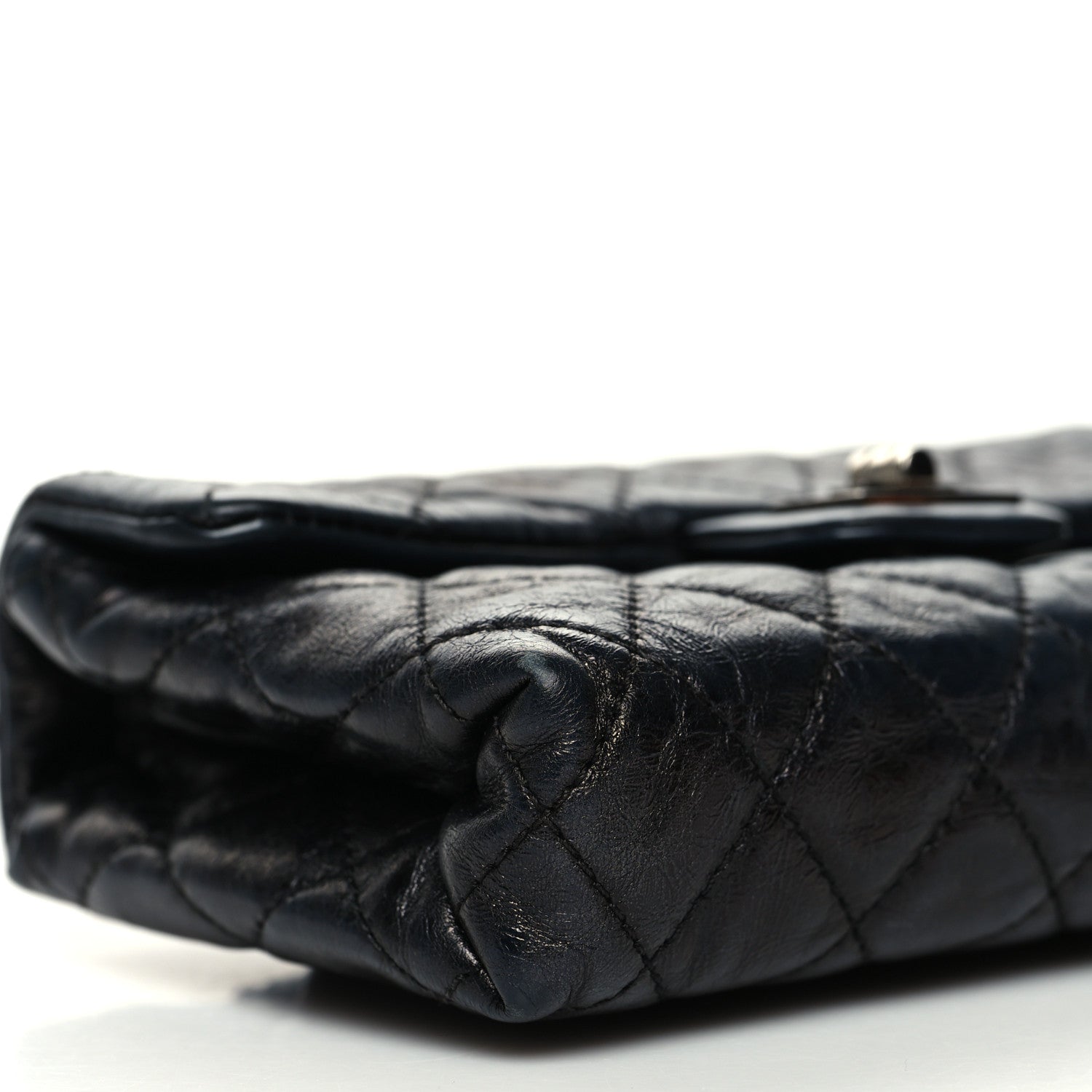 Chanel Glazed Aged Calfskin Quilted 2.55 Reissue Flap Belt Bag Clutch Black 9 of 13