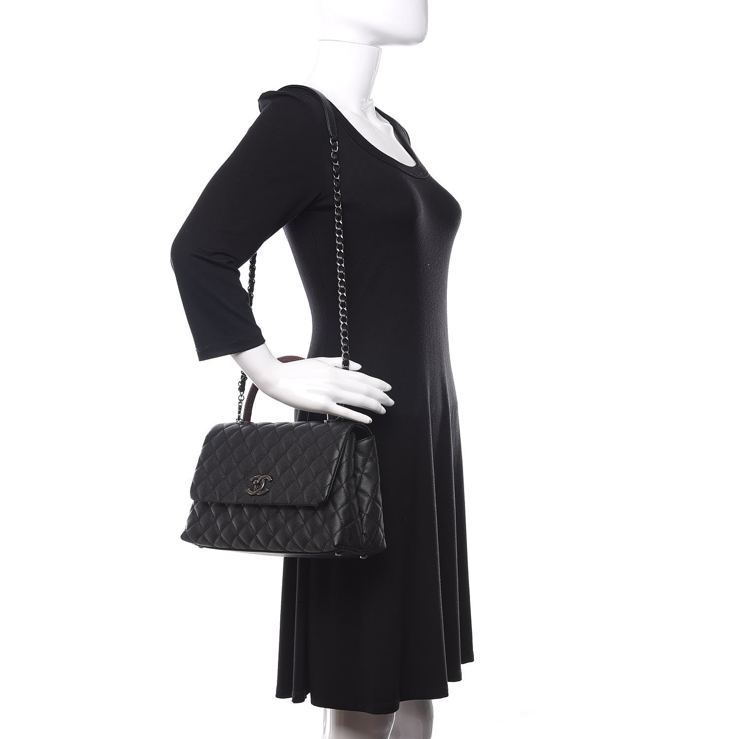 Chanel Caviar Lizard Quilted Small Coco Handle Flap Black 2 of 11