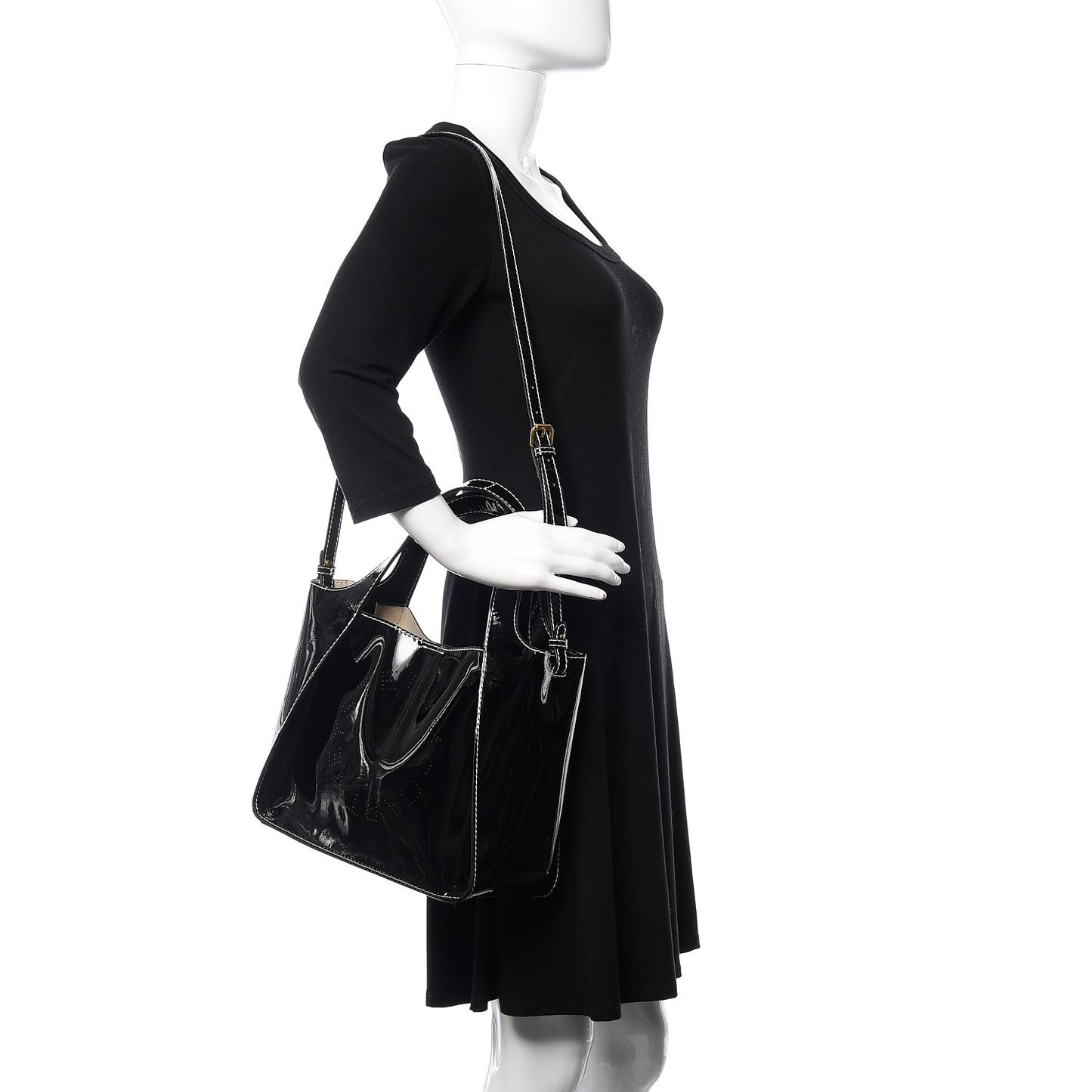 Eco Alter Patent Perforated Logo Satchel Black