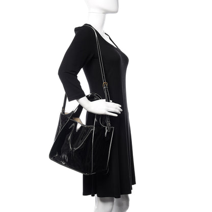 Stella McCartney Eco Alter Patent Perforated Logo Satchel Black 2 of 11