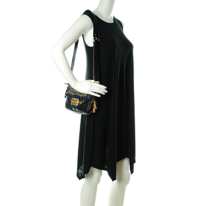 Miu Miu Nappa Swarovski Crystal Embellished Biker Shoulder Bag Blue Black 2 of 7