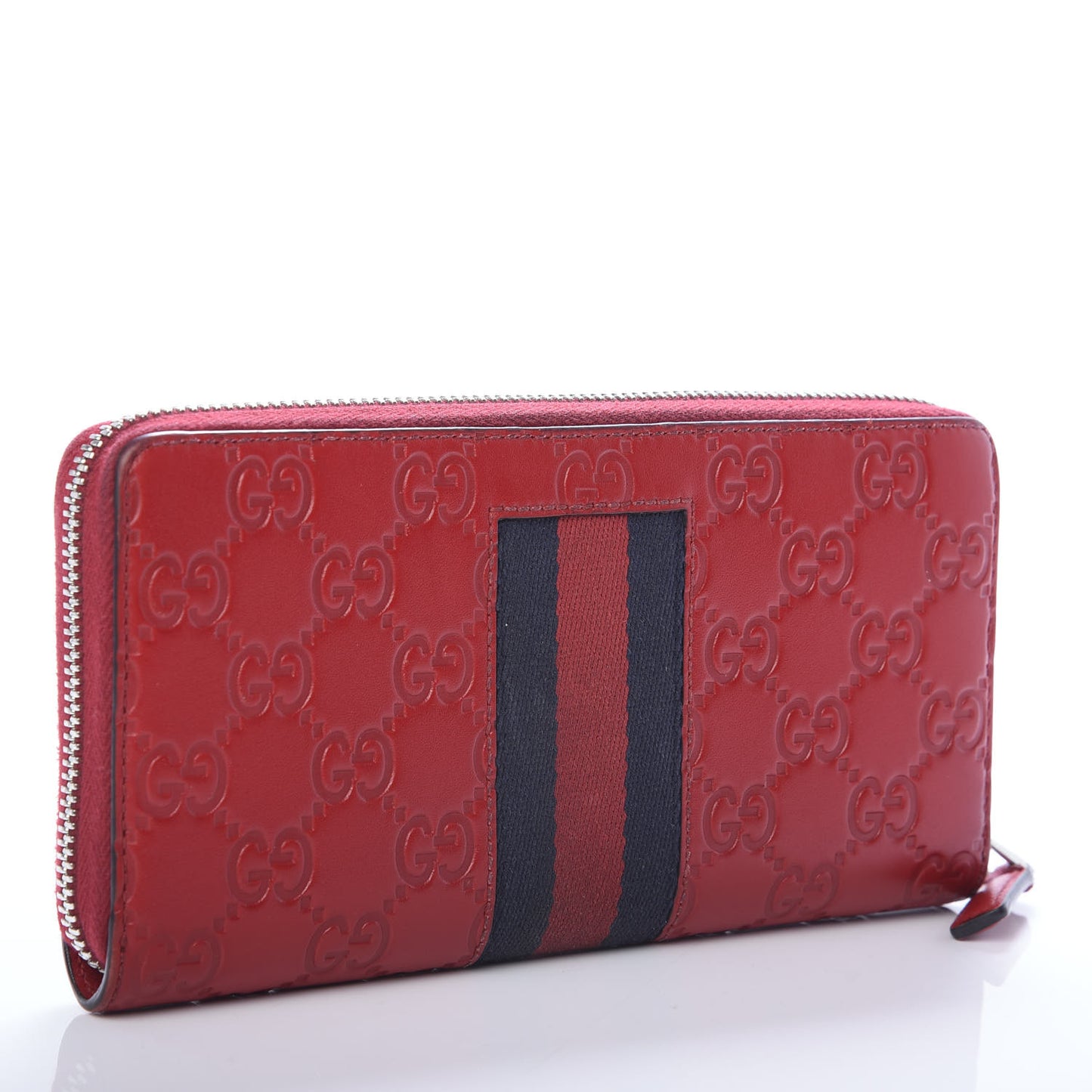 Guccissima Web Zip Around Wallet Red