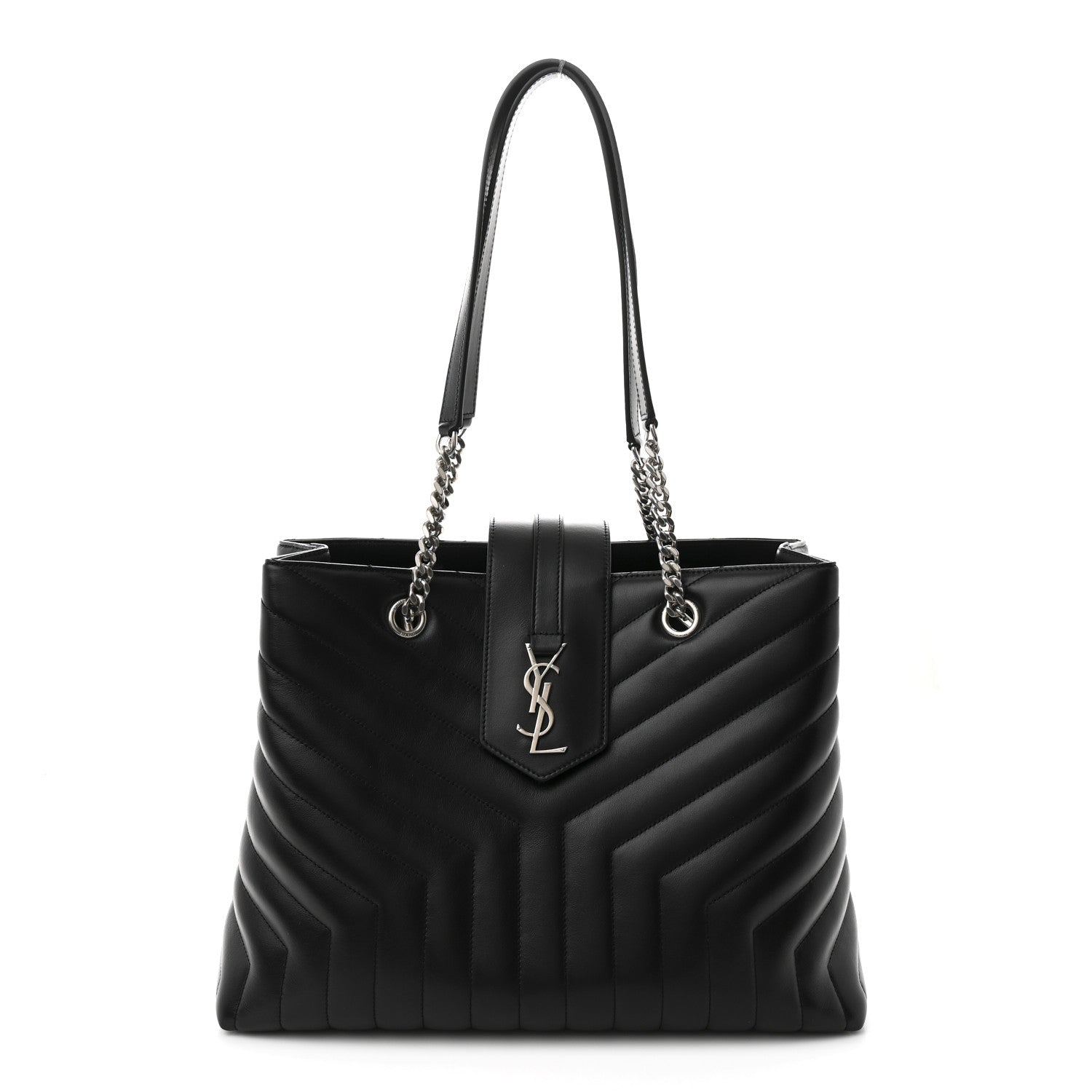 Saint Laurent Calfskin Y Quilted Monogram Large Loulou Shopper Black 1 of 11